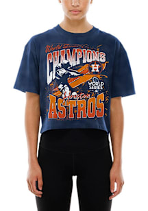 New Era Houston Astros Womens Navy Blue Sport Crop Short Sleeve T-Shirt