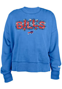 New Era Buffalo Bills Girls Blue Wordmark Flip Sequin Long Sleeve Sweatshirt