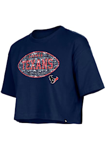 New Era Houston Texans Girls Navy Blue Football Flip Sequin Short Sleeve Fashion T-Shirt