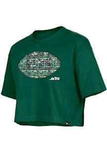 New Era New York Jets Girls Green Football Flip Sequin Short Sleeve Fashion T-Shirt