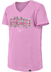 New Era Philadelphia Eagles Girls Pink Retro Wordmark Flip Sequin Short Sleeve Fashion T-Shirt