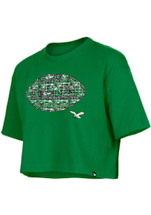 New Era Philadelphia Eagles Girls Kelly Green Football Retro Flip Sequin Short Sleeve Fashion T-Sh..