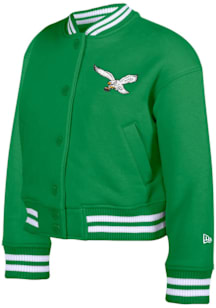 New Era Philadelphia Eagles Girls Kelly Green Retro Team Wordmark Long Sleeve Full Zip Jacket
