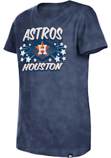 New Era Houston Astros Girls Navy Blue Glitter Stars Mineral Wash Short Sleeve Tee