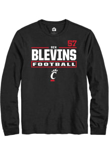 Ben Blevins Mens Black Cincinnati Bearcats NIL Stacked Box Long Sleeve Player T Shirt