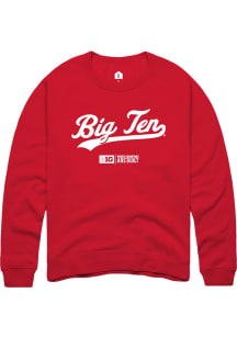 Mens Big Ten Red Rally Script Crew Sweatshirt