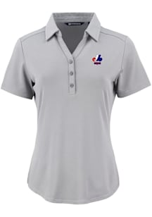 Cutter and Buck Montreal Expos Womens Grey Cooperstown  Forge Eco Polo Short Sleeve Polo Shirt