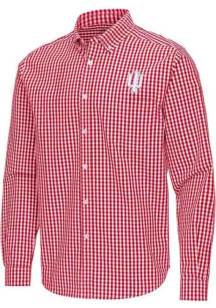 Mens Indiana Hoosiers Red Antigua Ellis Long Sleeve Dress Shirt