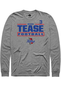 Micah Tease Mens Graphite Tulsa Golden Hurricane NIL Stacked Box Long Sleeve Player T Shirt