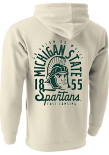 Michigan State Spartans Mens Oatmeal Mascot Overlay Long Sleeve Hoodie