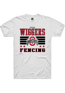 Susan Wiggers Rally Mens White Ohio State Buckeyes NIL Striped Player T Shirt