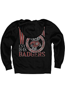 Blue 84 Wisconsin Badgers Mens Black First Dibs Long Sleeve Hoodie