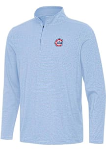 Antigua Chicago Cubs Mens Light Blue Twine Long Sleeve Qtr Zip Pullover