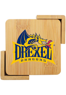 Drexel Dragons 4 pack wooden Coaster - Navy Blue