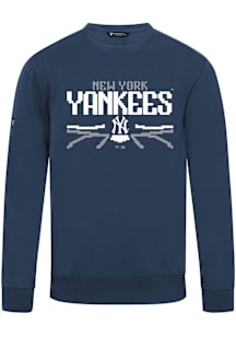 Levelwear New York Yankees Mens Navy Blue Zane Arcade Long Sleeve Crew Sweatshirt