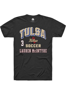 Lauren McIntyre Rally Mens Black Tulsa Golden Hurricane NIL Arch Logo Player T Shirt