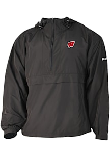 Columbia Wisconsin Badgers Mens Black Heat Seal Prodigy Long Sleeve Qtr Zip Pullover