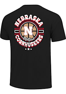 Nebraska Cornhuskers Black Textured Court Basketball Short Sleeve T Shirt