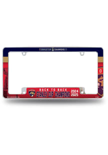Florida Panthers 2025 Stanley Cup Champions All Over Chrome License Plate Frame - Red