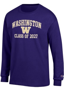 Mens Washington Huskies Purple Champion Font Class of 2027 Jersey Tee