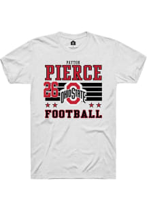 Payton Pierce Rally Mens White Ohio State Buckeyes NIL Striped Player T Shirt