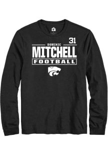 Dominic Mitchell Mens Black K-State Wildcats NIL Stacked Box Long Sleeve Player T Shirt