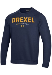 Mens Drexel Dragons Navy Blue Under Armour Stripes Rival Crew Sweatshirt