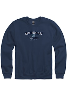Michigan Mens Navy Blue Farm Fresh Blueberry Long Sleeve Crew Sweatshirt
