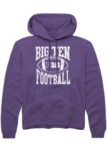 Mens Big Ten Purple Rally Football Arch Design Hooded Sweatshirt