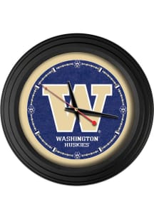 Black Washington Huskies Traditional Wall Clock