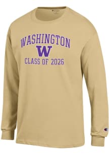 Mens Washington Huskies Gold Champion Font Class of 2026 Jersey Tee