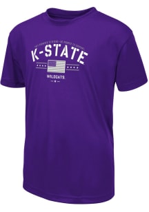 Youth K-State Wildcats Purple Colosseum American Flag OHT Short Sleeve T-Shirt