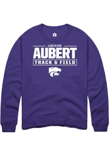 Ludivine Aubert Rally Mens Purple K-State Wildcats NIL Stacked Box Player Crew