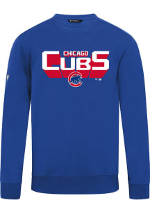 Levelwear Chicago Cubs Mens Blue Zane Retro 3D Long Sleeve Crew Sweatshirt
