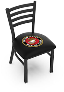 Marine Corps Stationary Black Wrinkle Finish Pub Stool - Black