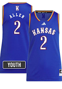 Corbin Allen  Adidas Kansas Jayhawks Youth NIL Name And Number Blue Basketball Jersey