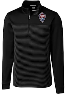 Cutter and Buck Colorado Rapids Mens Black Traverse Stripe Long Sleeve Qtr Zip Pullover