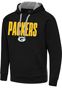 Antigua Green Bay Packers Mens Black Colossal Victory Long Sleeve Hoodie