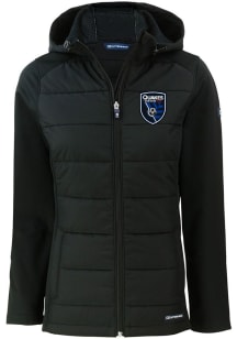 Cutter and Buck San Jose Earthquakes Womens Black Evoke Hood Heavy Weight Jacket