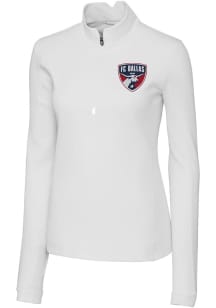 Cutter and Buck FC Dallas Womens White Traverse Qtr Zip Pullover