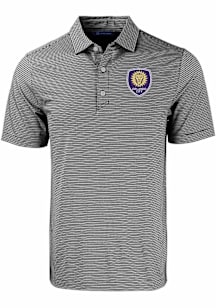Cutter and Buck Orlando City SC Mens Black Forge Double Stripe Short Sleeve Polo
