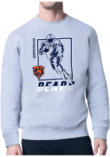 Starter Chicago Bears Mens Grey Grid Long Sleeve Crew Sweatshirt