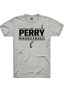 Mya Perry Cincinnati Bearcats Ash NIL Stacked Box Short Sleeve Player T Shirt