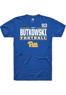 Trey Butkowski Rally Mens Blue Pitt Panthers NIL Stacked Box Player T Shirt