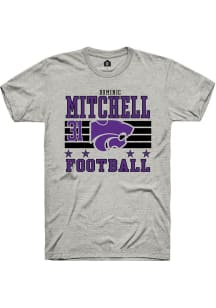 Dominic Mitchell Rally Mens Ash K-State Wildcats NIL Striped Player T Shirt