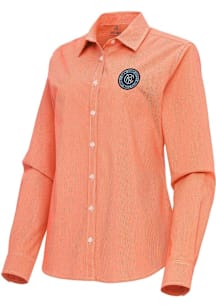 Antigua New York City FC Womens Porter Long Sleeve Orange Dress Shirt