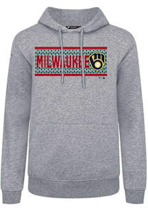 Levelwear Milwaukee Brewers Mens Grey Podium Sweater Block Long Sleeve Hoodie