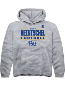 Mason Heintschel Rally Youth Grey Pitt Panthers NIL Stacked Box Long Sleeve Player Hoodie
