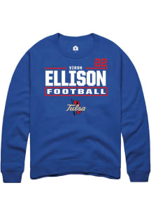 Viron Ellison Rally Mens Blue Tulsa Golden Hurricane NIL Stacked Box Player Crew