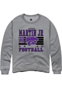 Antonio Martin Jr Rally Mens Grey K-State Wildcats NIL Striped Player Crew